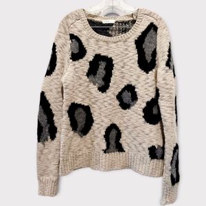 Anthro Sleeping on Snow Leopard Wool Mohair Blend Sweater Sz M